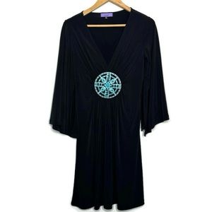 Violet Women’s Black Dress With Turquoise Medallion Size Small